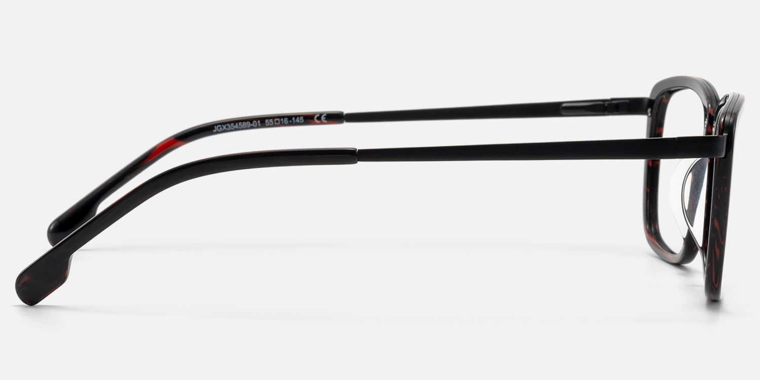 Alloy - Sleek Black Rectangle Professional Glasses by Vooglam - Side View