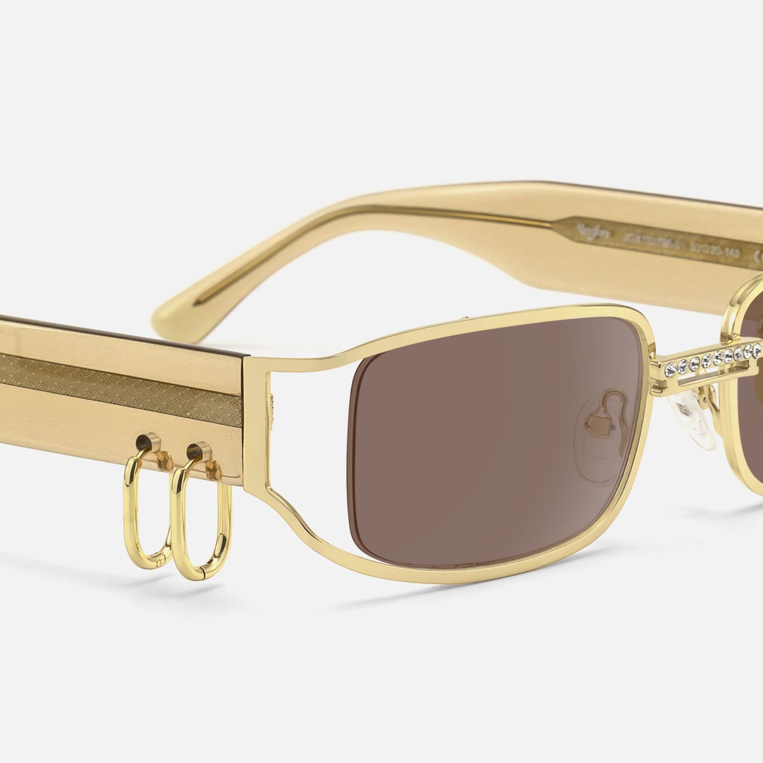 Riff - Rectangle Gold Sunglasses by Vooglam - Design Details