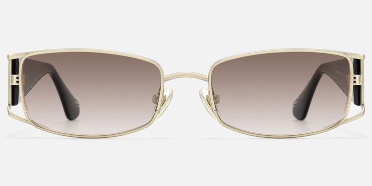 Wren - Gradient Lens Rectangle Gold Sunglasses by Vooglam