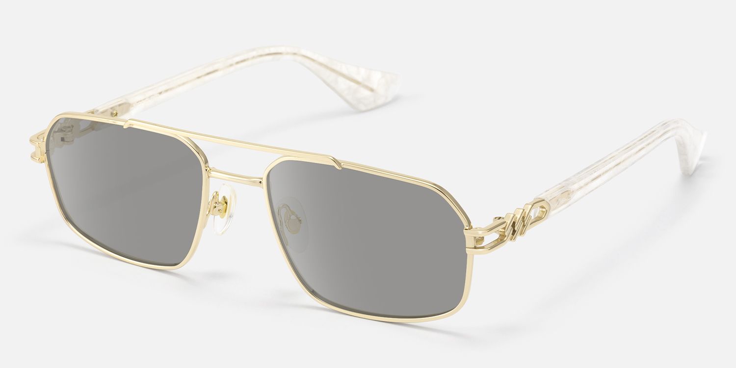 Lacey - Gold Double Bridge Aviator Sunglasses by Vooglam - Front View