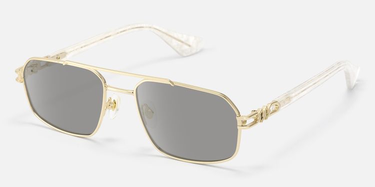Lacey - Gold Double Bridge Aviator Sunglasses by Vooglam