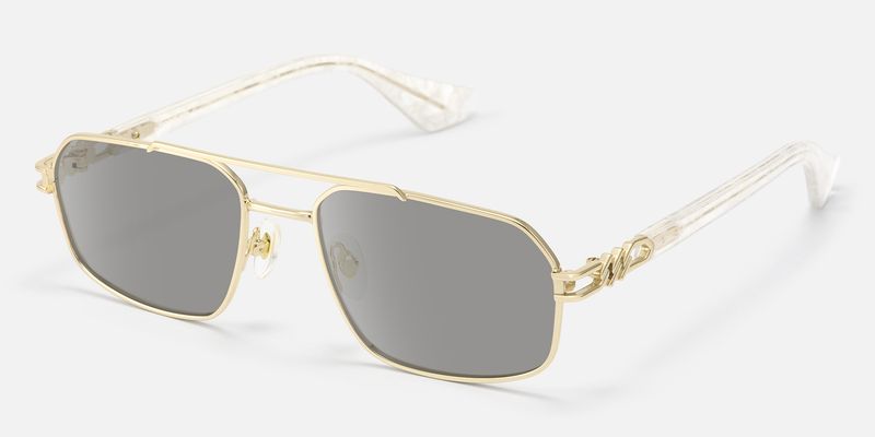Lacey - Gold Double Bridge Aviator Sunglasses by Vooglam