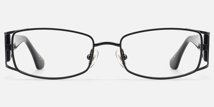 Wren-Cool All Black Narrow Rectangle Metal Glasses by Vooglam