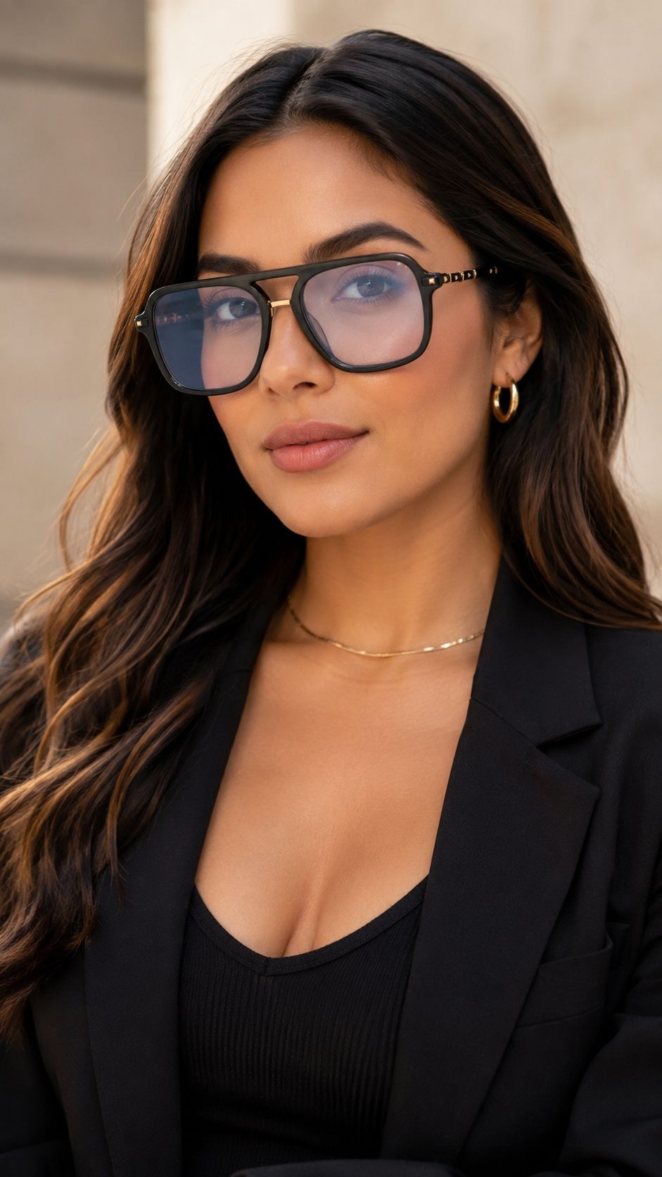 Explore the design story of Lizzy - Geometric Gold Eyeglasses | Vooglam 3
