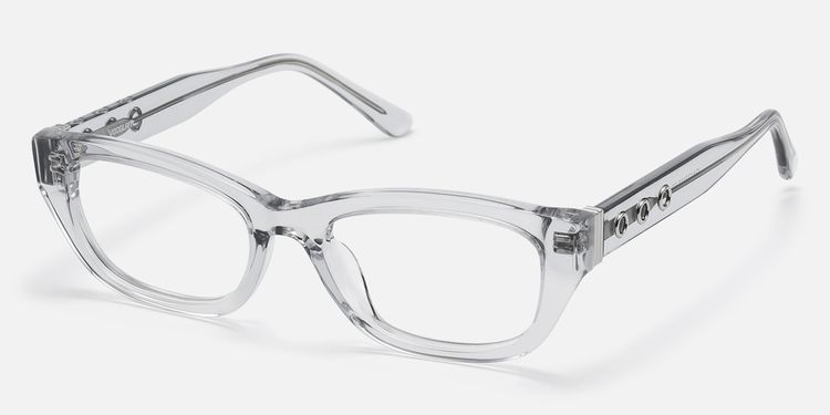 Riven - Crystal Grey Thick Cat Eye Frames by Vooglam