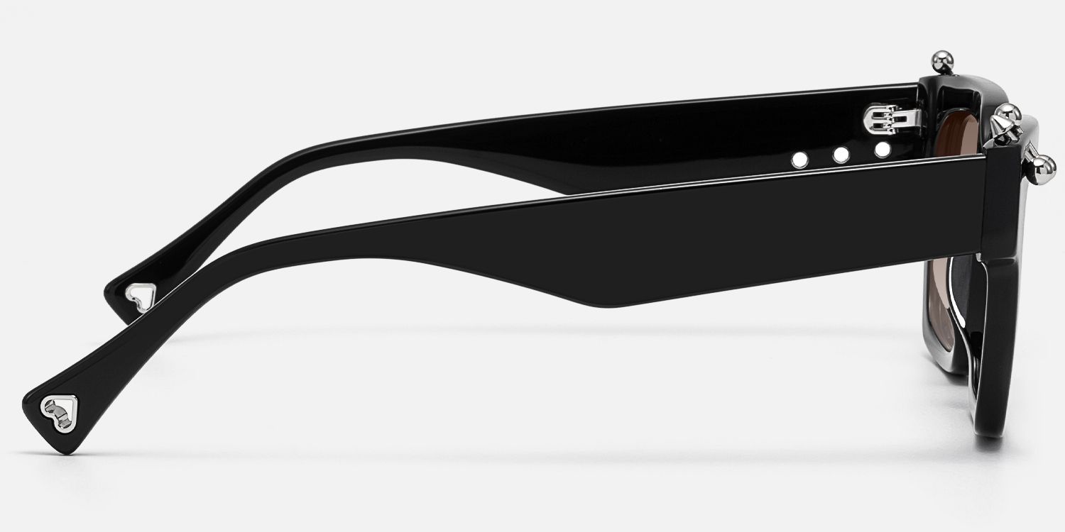 PIERCE - Black Pierced Square Gradient Sunglasses by Vooglam - Side View