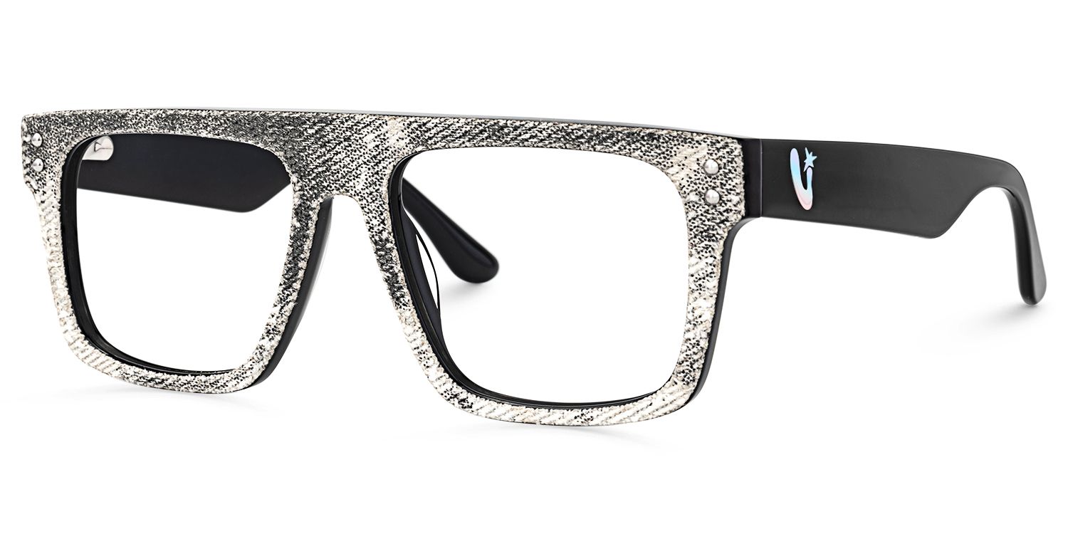 Najinca - Rectangle Black Eyeglasses by Vooglam - Front View