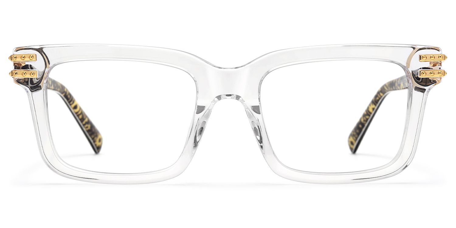 Anansi - Clear Square Glasses with Gold Details by Vooglam Product Details 1