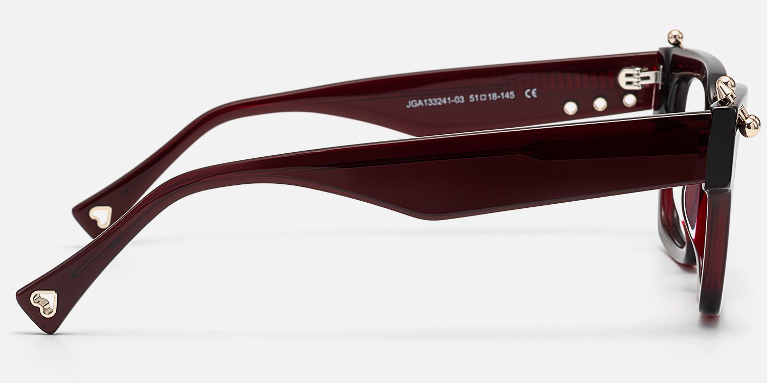 PIERCE - Square Red Eyeglasses by Vooglam - Side View