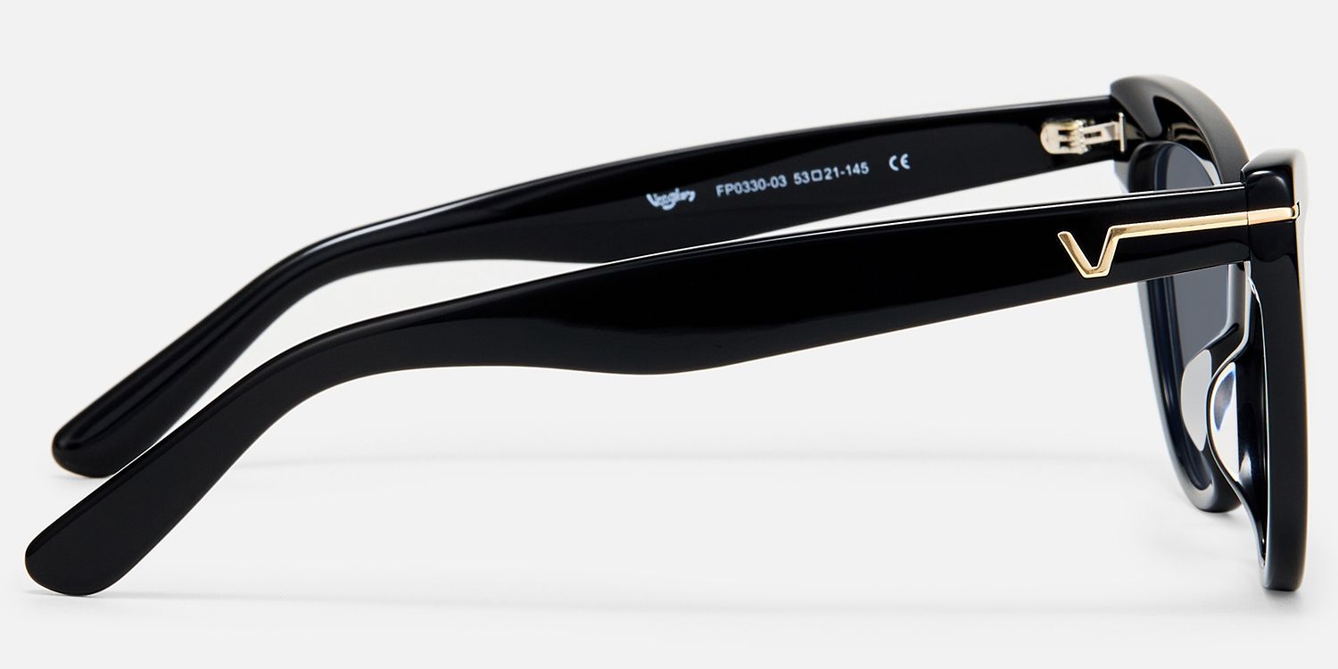 Veromca - Black Cat Eye Acetate Sunglasses by Vooglam - Side View