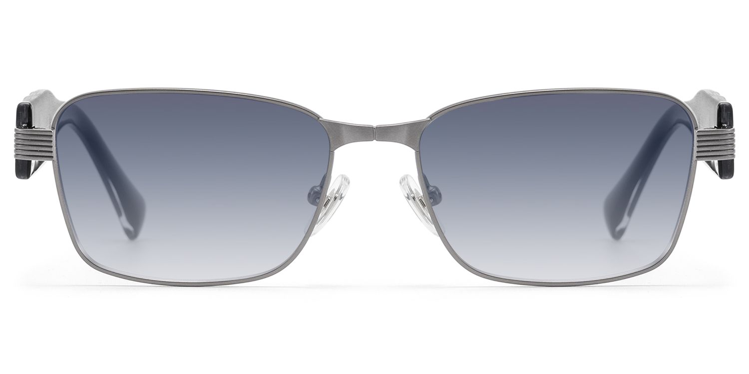 Toyo - Gradient Lens Gunmetal Rectangle Sunglasses by Vooglam Product Details 1