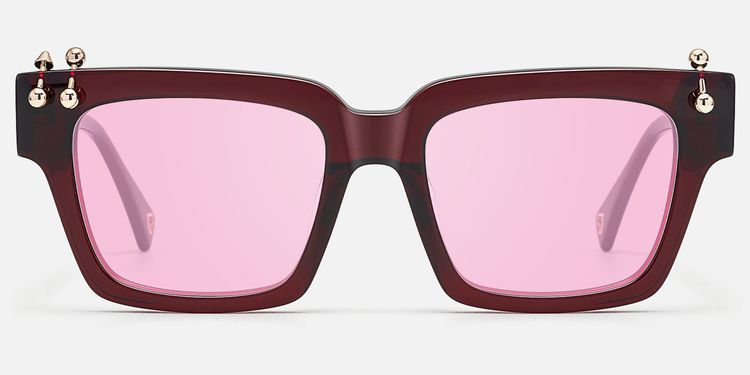 PIERCE - Gold Piercing Burgundy Sunglasses by Vooglam