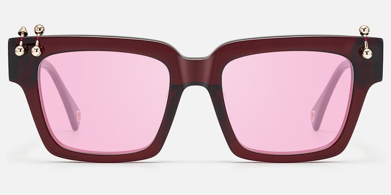 PIERCE - Gold Piercing Burgundy Sunglasses | Vooglam