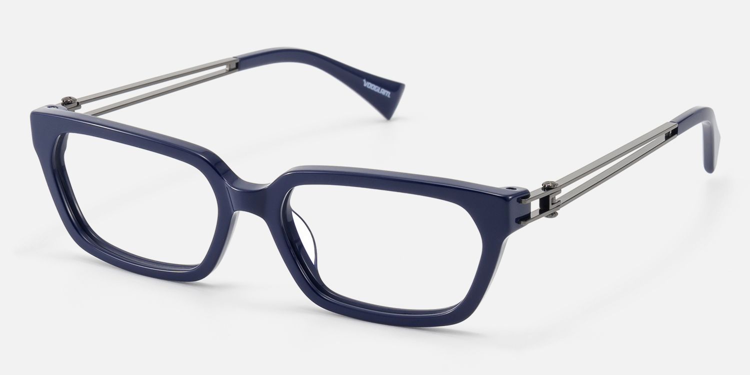 Scarpa - Blue Gunmetal Wire Temple Glasses by Vooglam - Front View