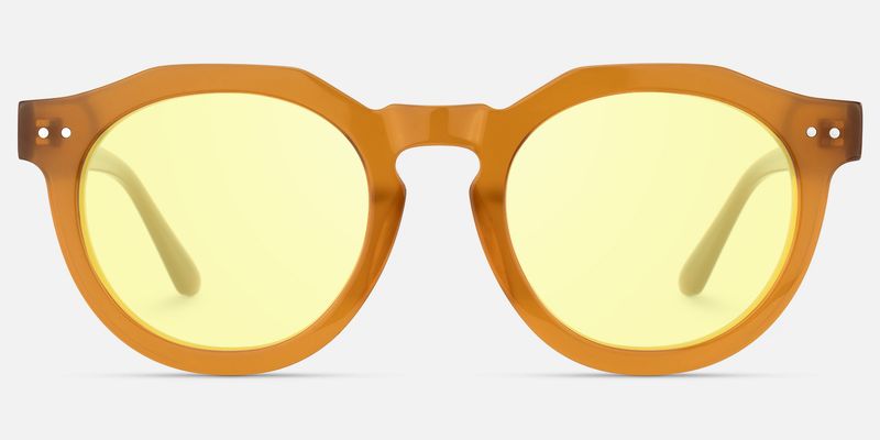 Aubrey - Amber Geometric Round Sunglasses by Vooglam