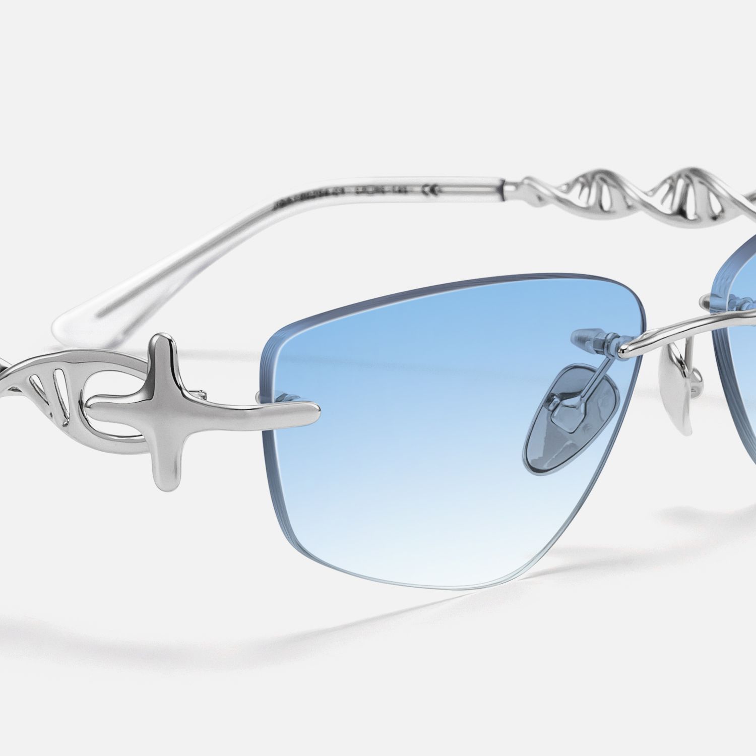 The Decoder - Gradient Blue Tinted DNA Glasses by Vooglam - Design Details
