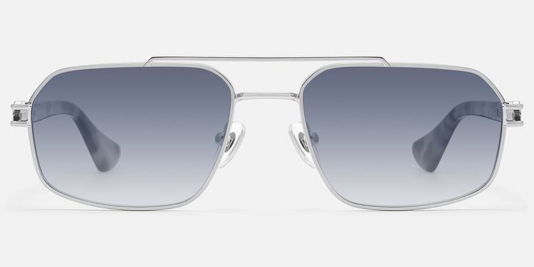 Lacey - Silver Retro Aviator Sunglasses by Vooglam