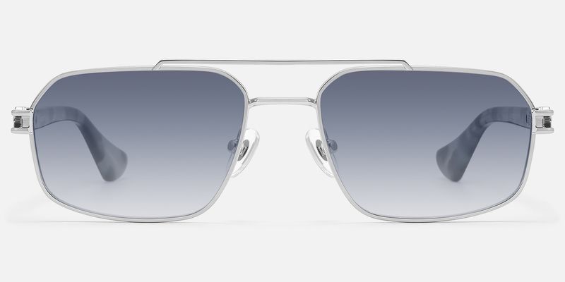 Lacey - Silver Retro Aviator Sunglasses by Vooglam