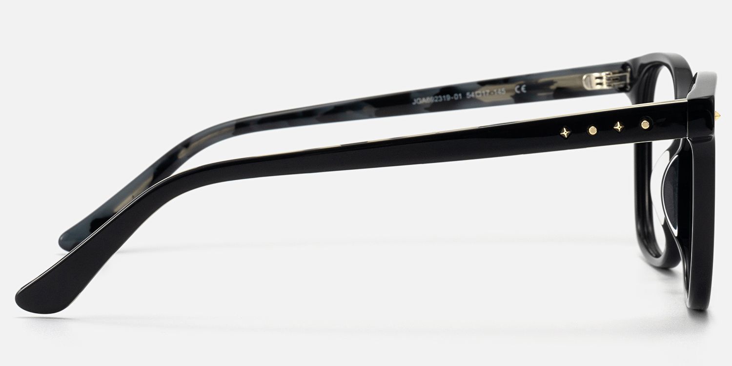 Spacek - Boho Chic Square Black Eyeglasses by Vooglam - Side View
