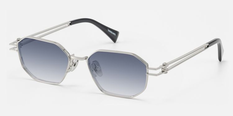 Loos - Silver Geometric Double Wire Sunglasses by Vooglam