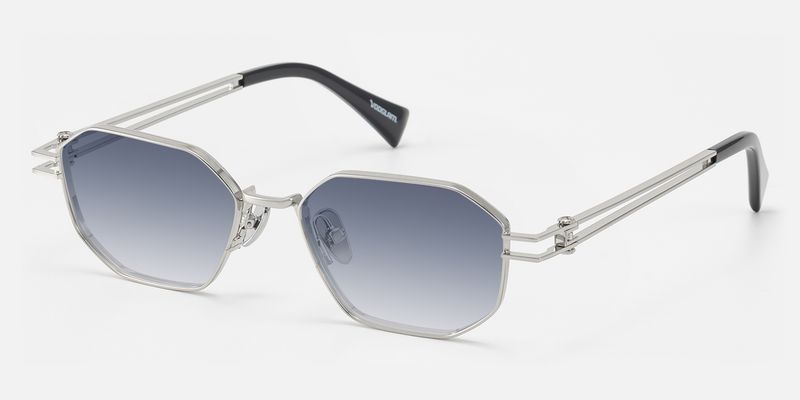 Loos - Silver Geometric Double Wire Sunglasses by Vooglam