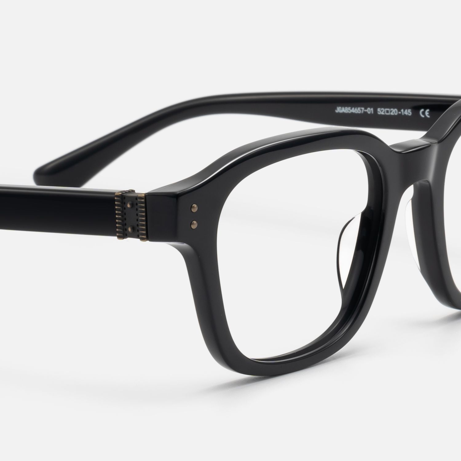 Rainier - Black Acetate Zipper Square Glasses by Vooglam - Design Details