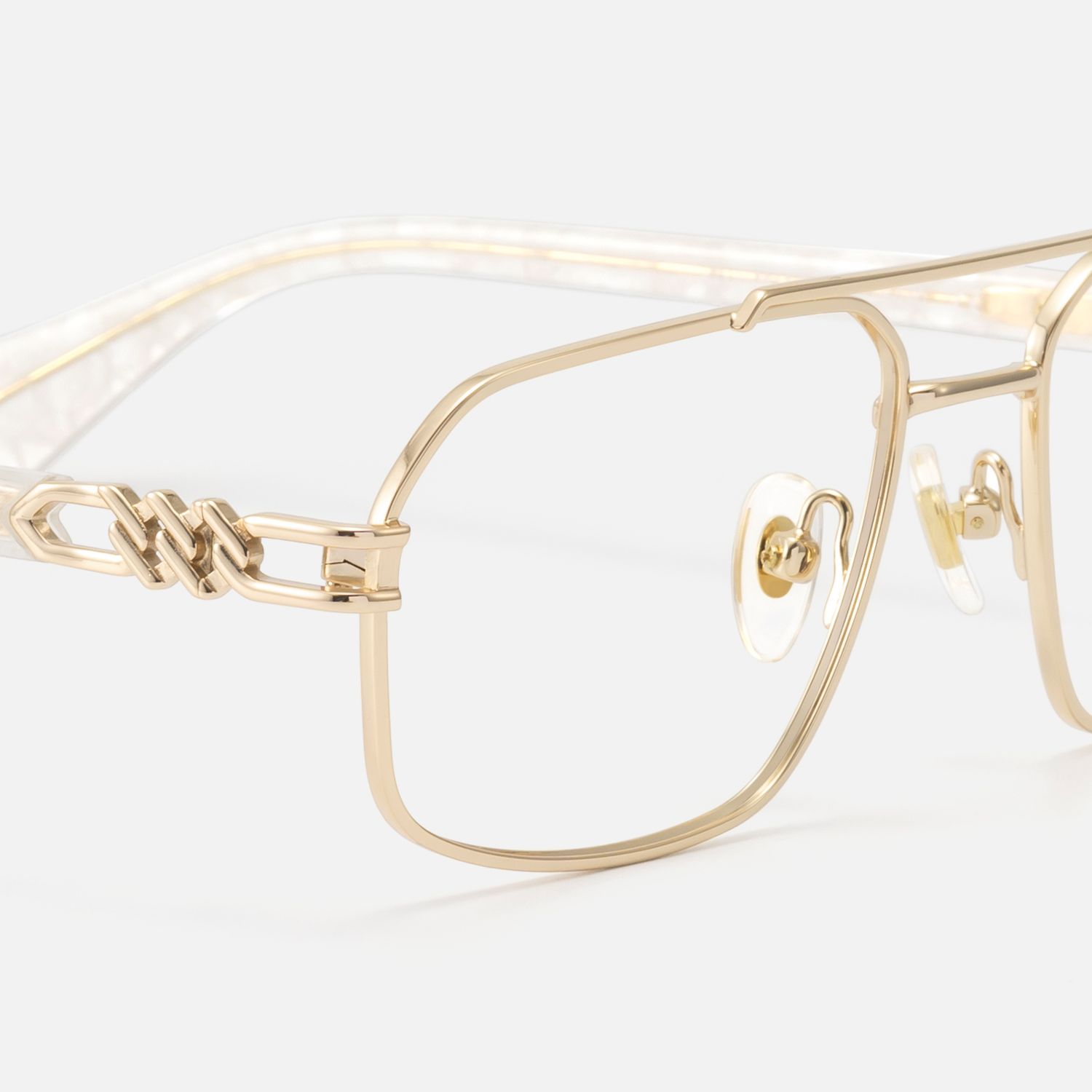 Lacey - Iconic Thin Aviator Gold Eyeglasses by Vooglam - Design Details