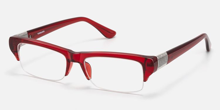 Kairo - Red Semi Rimless Acetate Glasses by Vooglam