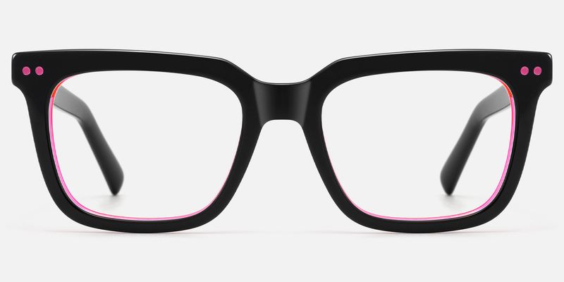 Remix - Black and Pink Neon Rectangle Rave Glasses by Vooglam