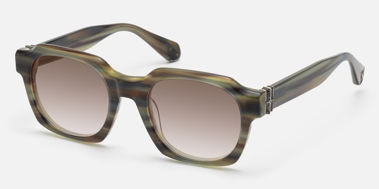 Vernon - Olive Green Striped Gradient Sunglasses by Vooglam