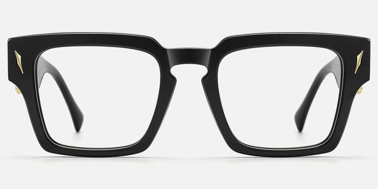Stiletto - Black & Gold Sword Rectangle Glasses by Vooglam