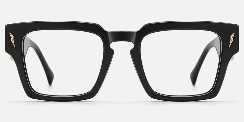 Stiletto - Black & Gold Sword Rectangle Glasses | Vooglam