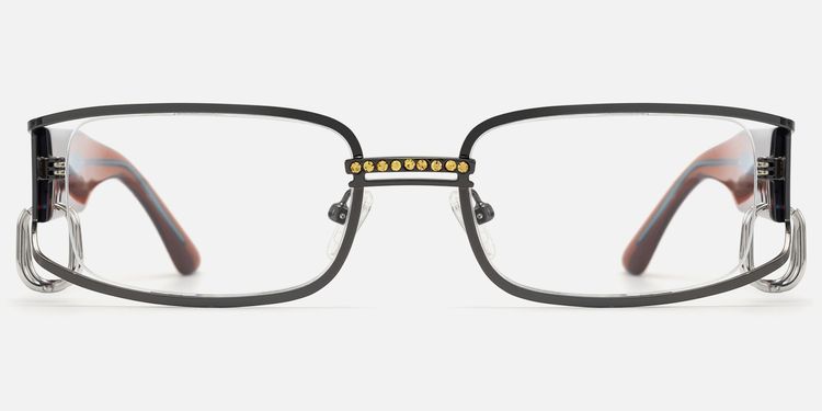 Riff - Narrow Rectangle Glasses with Huggie Deco by Vooglam