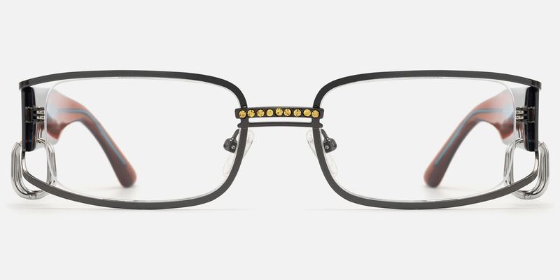 Riff - Narrow Rectangle Glasses with Huggie Deco | Vooglam