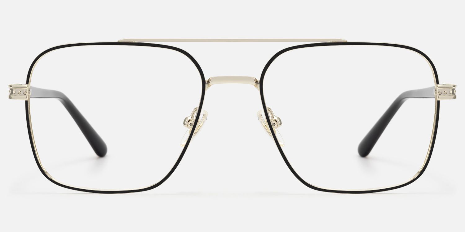 Kovar - Black And Gold Wire Frame Aviator by Vooglam - Angle View