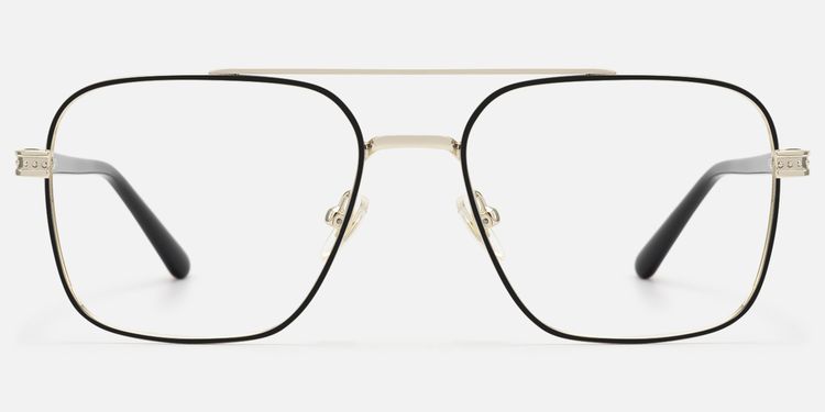 Kovar - Black And Gold Wire Frame Aviator by Vooglam