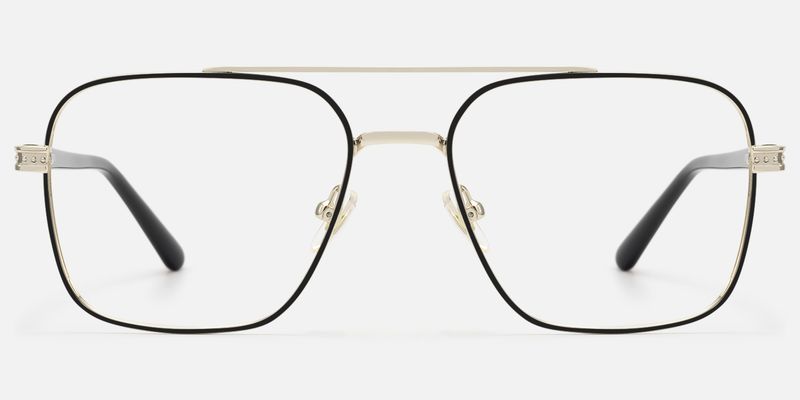 Kovar - Black And Gold Wire Frame Aviator by Vooglam