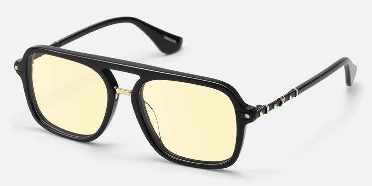 Marfa - Black Yellow Tint Double Bridge Aviator by Vooglam