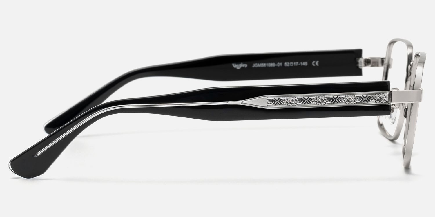 Ubuntu - Rectangle Silver Eyeglasses by Vooglam - Side View