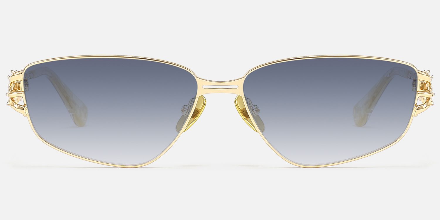 Spine - Gold Metal Sunglasses with Thorn by Vooglam - Angle View