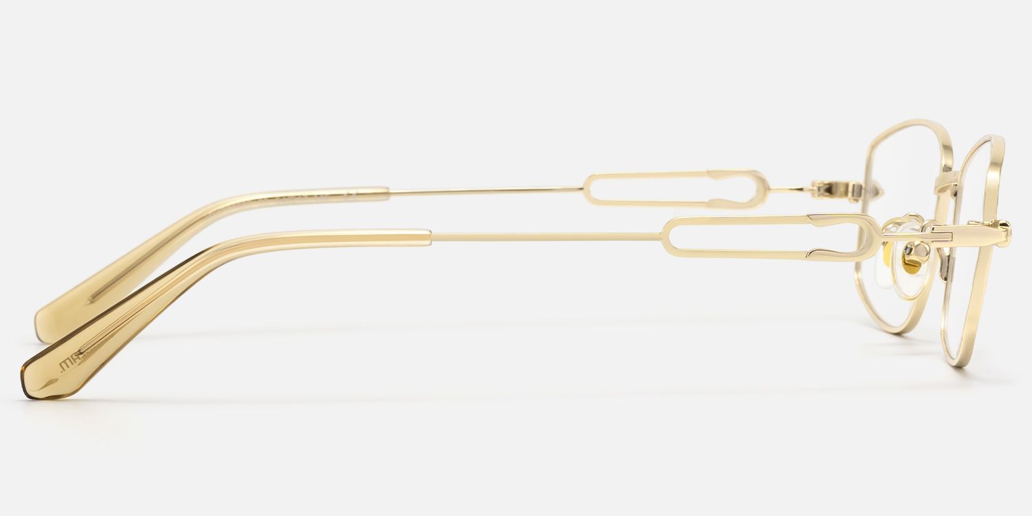 Bladework - Narrow Metal Gold Safety Pin Glasses by Vooglam - Side View