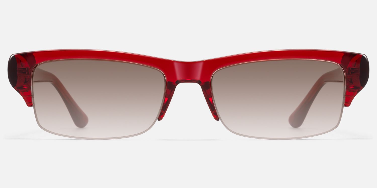 Kairo - Red Acetate Semi Rimless Sunglasses by Vooglam - Angle View
