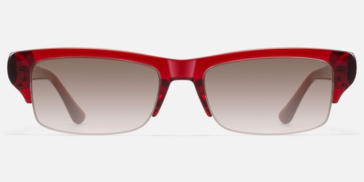 Kairo - Red Acetate Semi Rimless Sunglasses by Vooglam