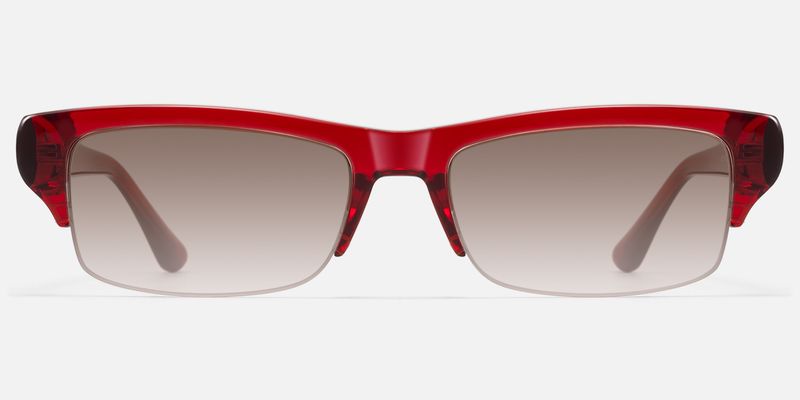 Kairo - Red Acetate Semi Rimless Sunglasses by Vooglam