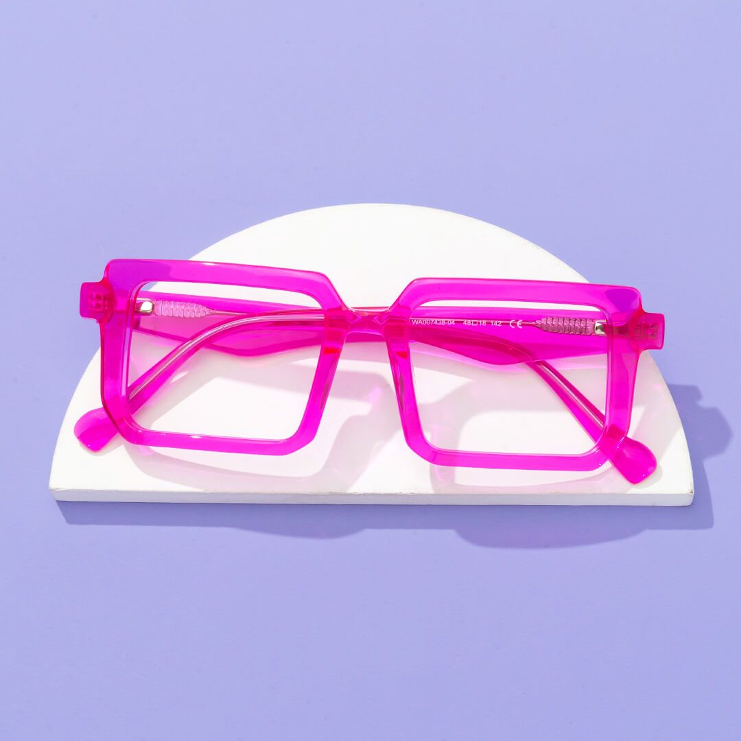 Cassiel - Rectangle Pink Eyeglasses | Vooglam On Model