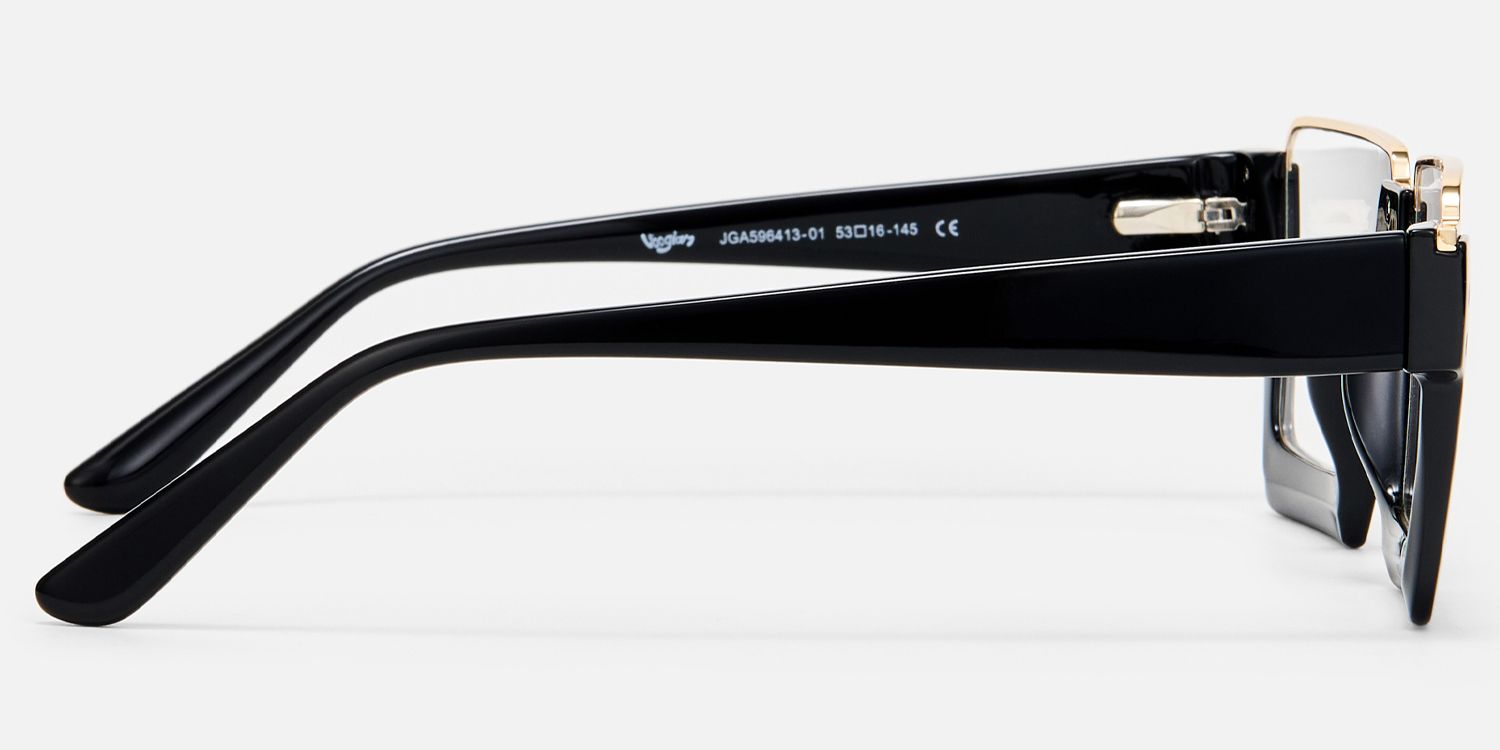 Dardhan - Black Thick Rimmed Glasses by Vooglam - Side View
