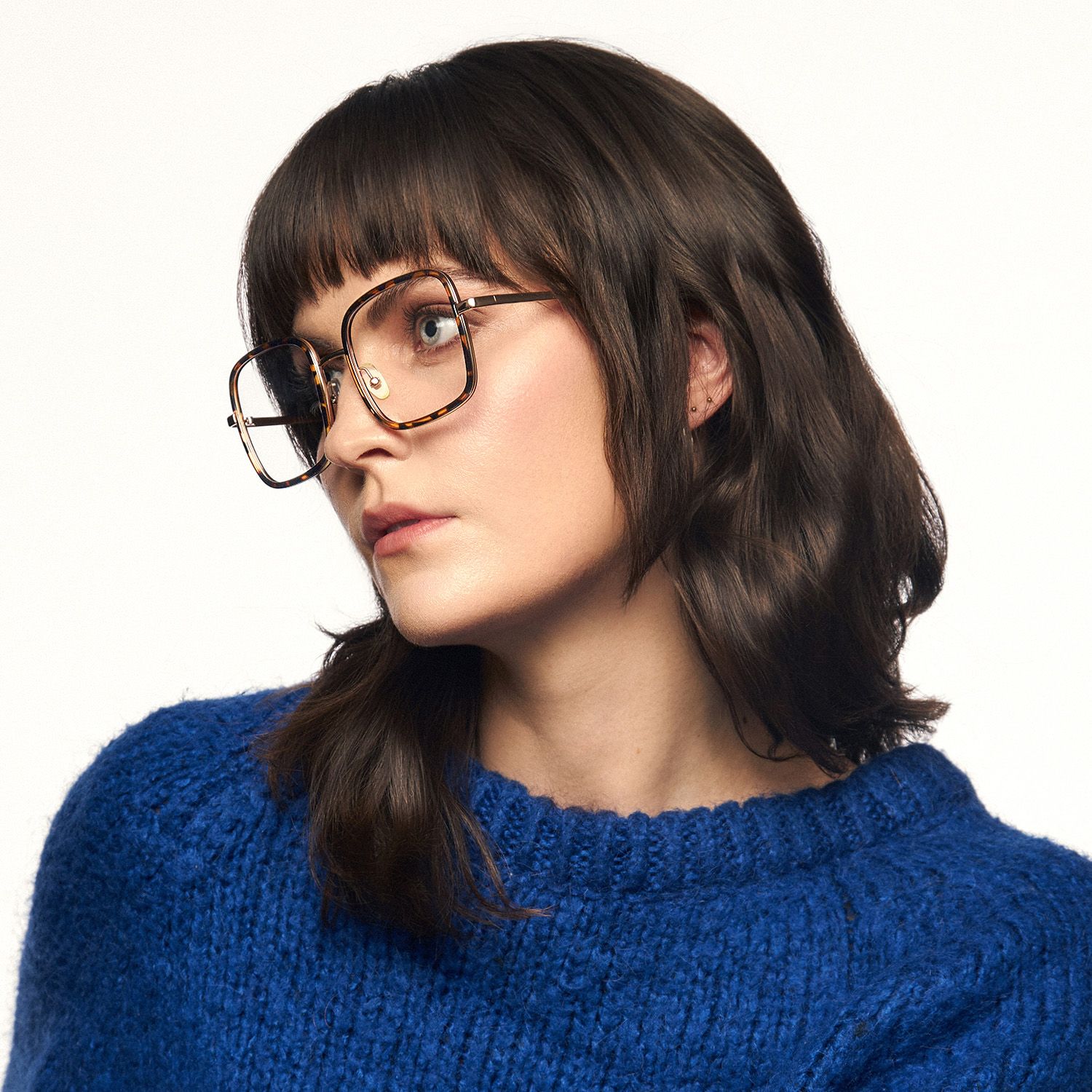 Jace - Oversized Square Tortoise and Gold Glasses by Vooglam - Lifestyle Look