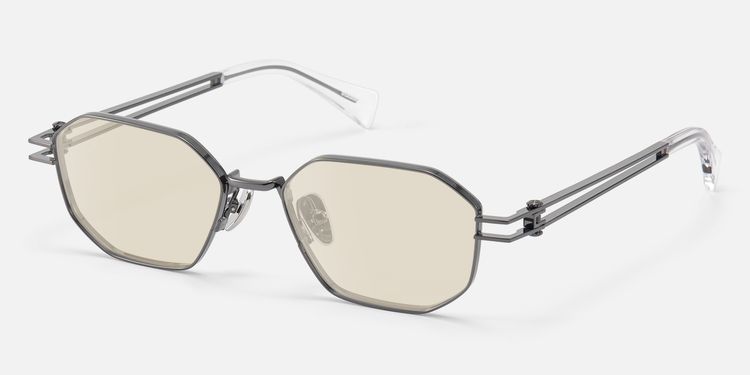 Loos - Gunmetal Double Wire Geometric Sunglasses by Vooglam