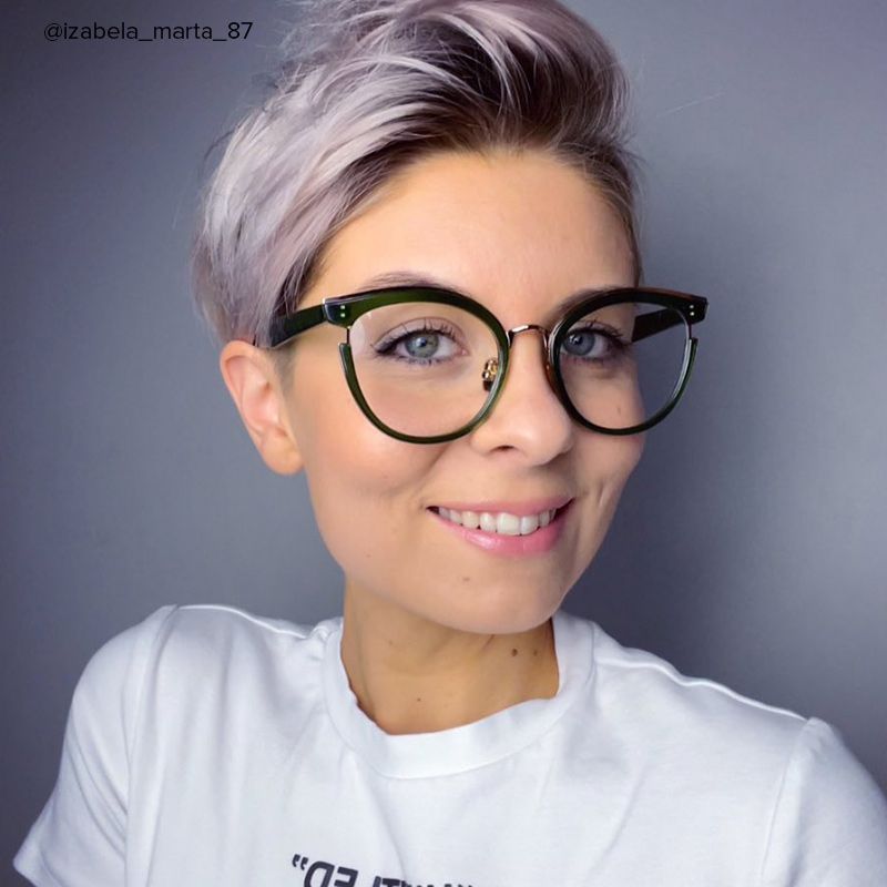 Retro -  Round Dark/Green Eyeglasses - 11