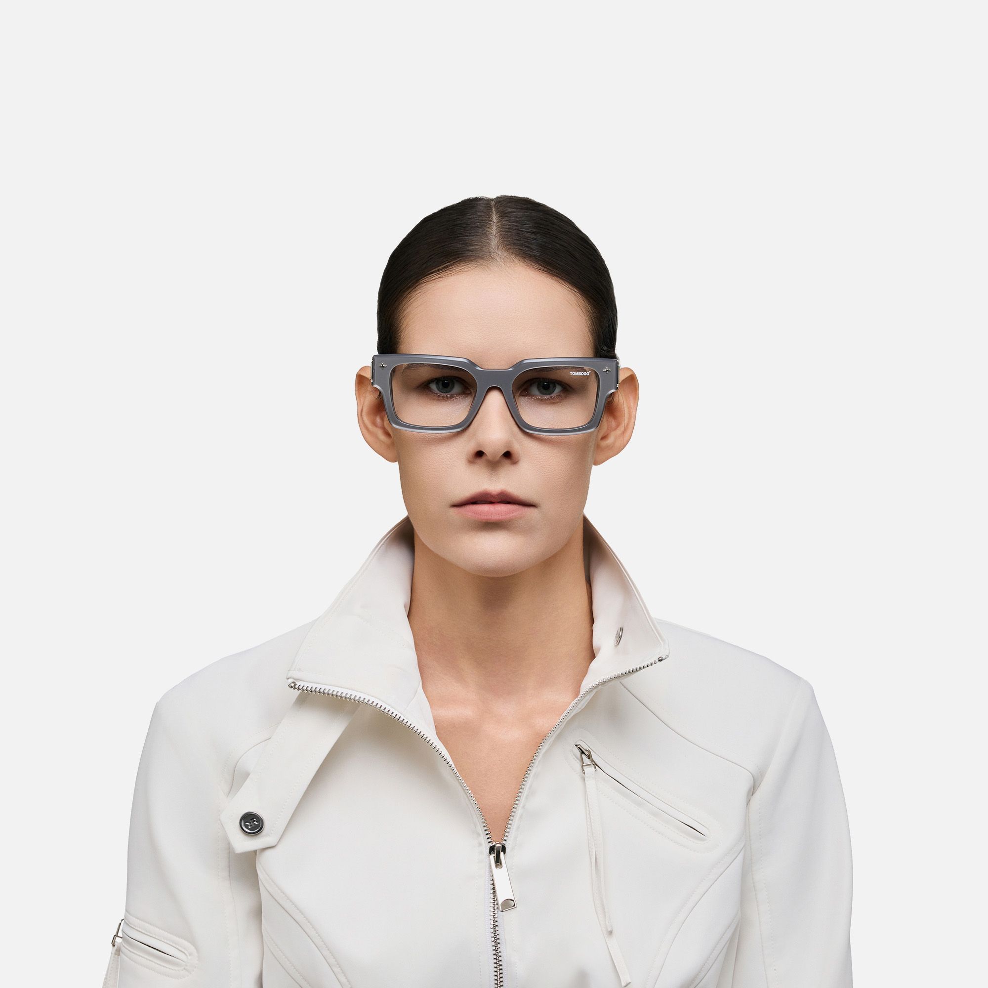 The Programmer - Chunky Silver USB Glasses by Vooglam - On Model